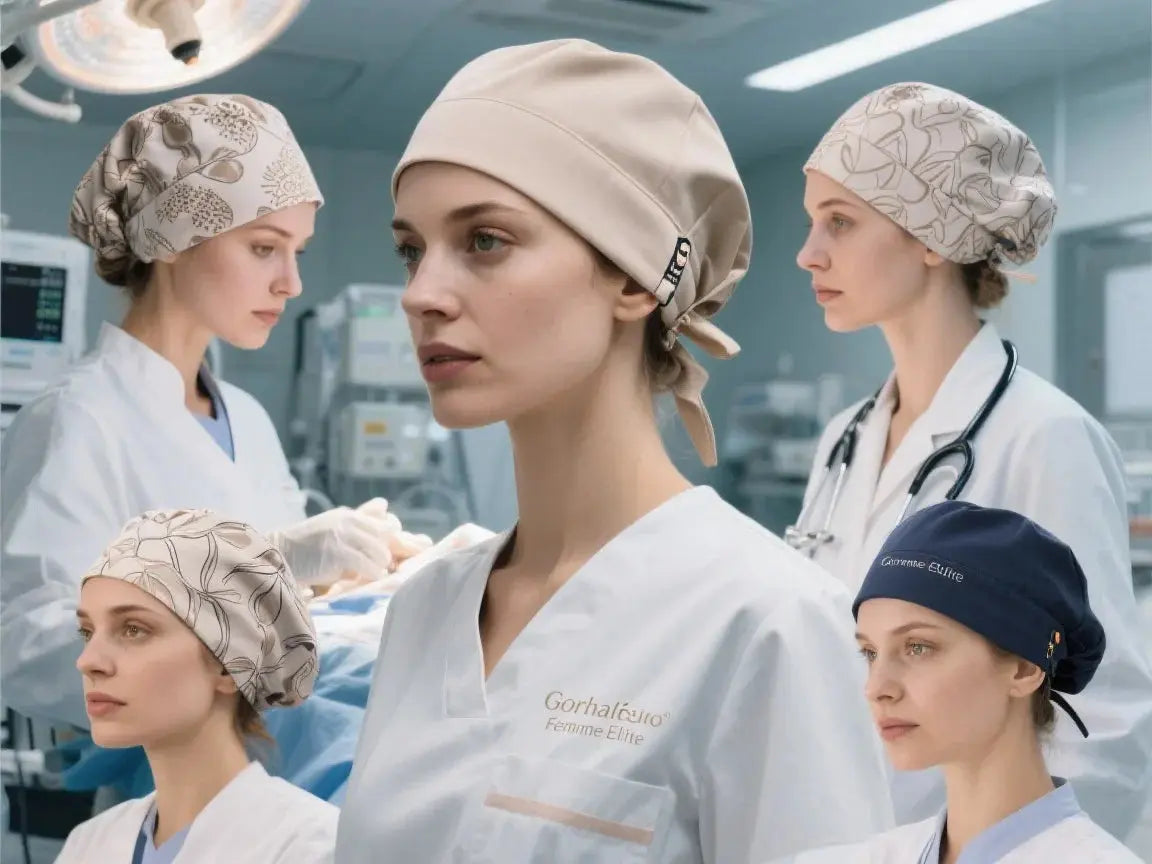 GORROS QUIRURGICOS ELITE: ESTILO QUE PROTEGE TU PRESENCIA Diseñada para mujeres profesionales: doctoras, enfermeras, etc. que brillan en quirofanos cada jornada