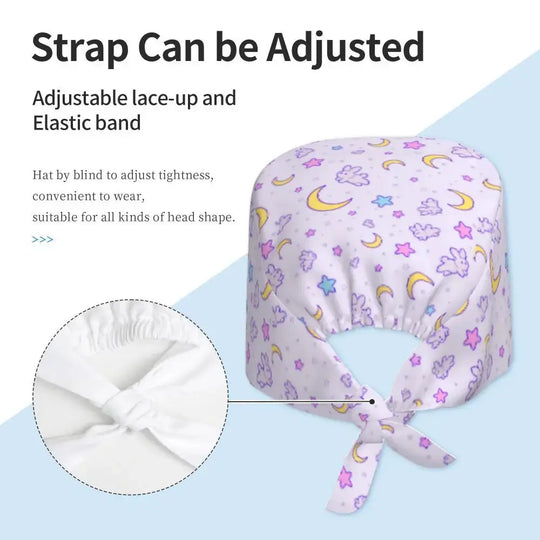 Patrón estrellas bordadas gorro quirúrgico