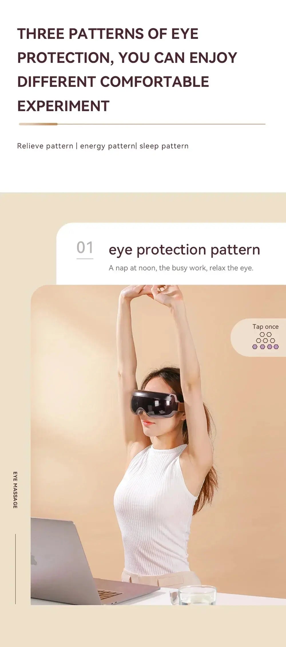 Masajeador Ocular Inteligente Élite: Confort y Recuperación para la Profesional Médica.