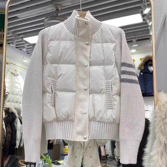 Chaqueta plumón blanca costuras acolchadas