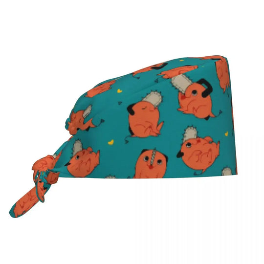 Gorro quirúrgico anime estampado detallado.