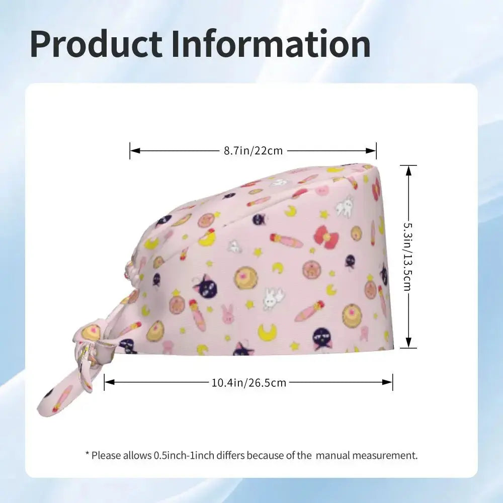 Detalle gorro patrón cósmico tela