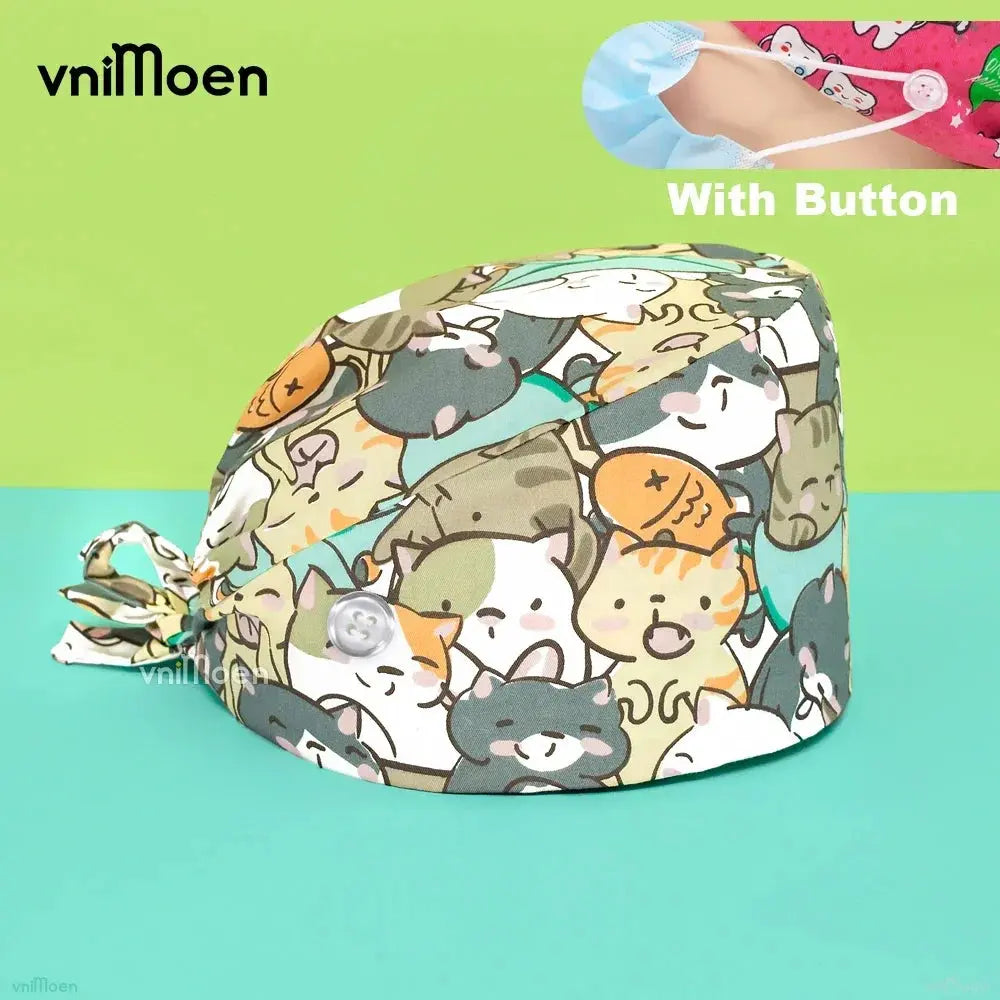 Gorros Quirúrgicos Bouffant Premium 'Cat & Bloom': Confort y Estilo Profesional.
