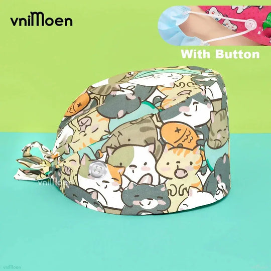 Gorros Quirúrgicos Bouffant Premium 'Cat & Bloom': Confort y Estilo Profesional.