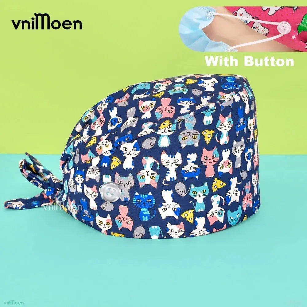 Gorros Quirúrgicos Bouffant Premium 'Cat & Bloom': Confort y Estilo Profesional.