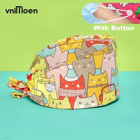 Gorros Quirúrgicos Bouffant Premium 'Cat & Bloom': Confort y Estilo Profesional.