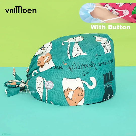 Gorros Quirúrgicos Bouffant Premium 'Cat & Bloom': Confort y Estilo Profesional.