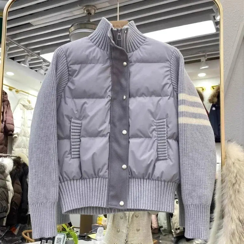 Detalle acolchado plumón chaqueta médica