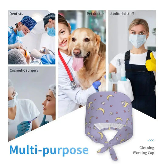 Patrón lunas estrellas gorro quirúrgico