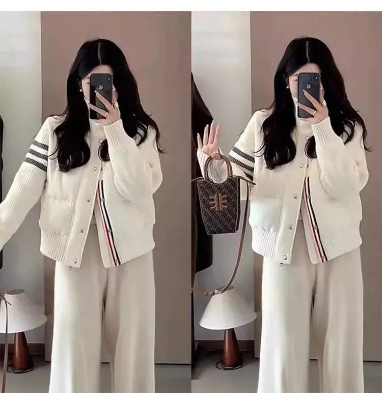 Acolchado chaqueta plumón blanco médico